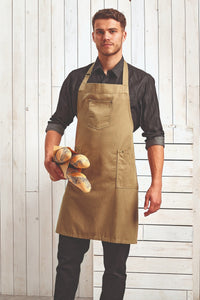 Black Cotton Chino Adjustable Bib Apron (3 Pocket)