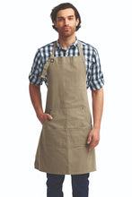 Khaki "Calibre" Bib Adjustable Apron (4 Pocket Pouch)