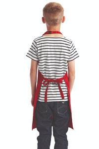 Red Recycled Youth Bib Apron (No Pockets)