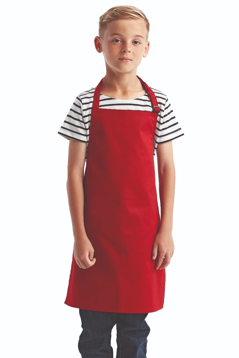 Red Recycled Youth Bib Apron (No Pockets)