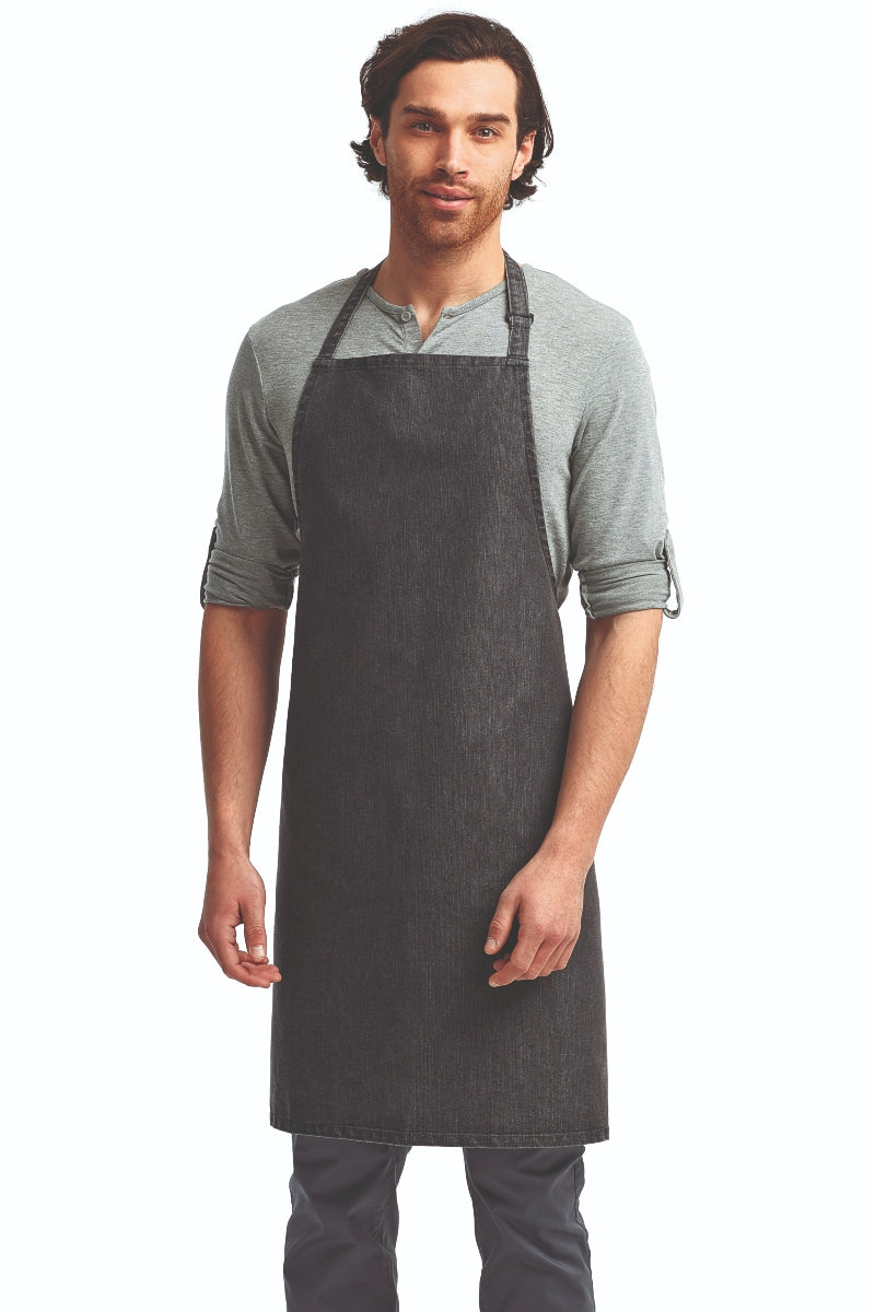 Black Denim Sustainable Bib Apron (No Pockets)