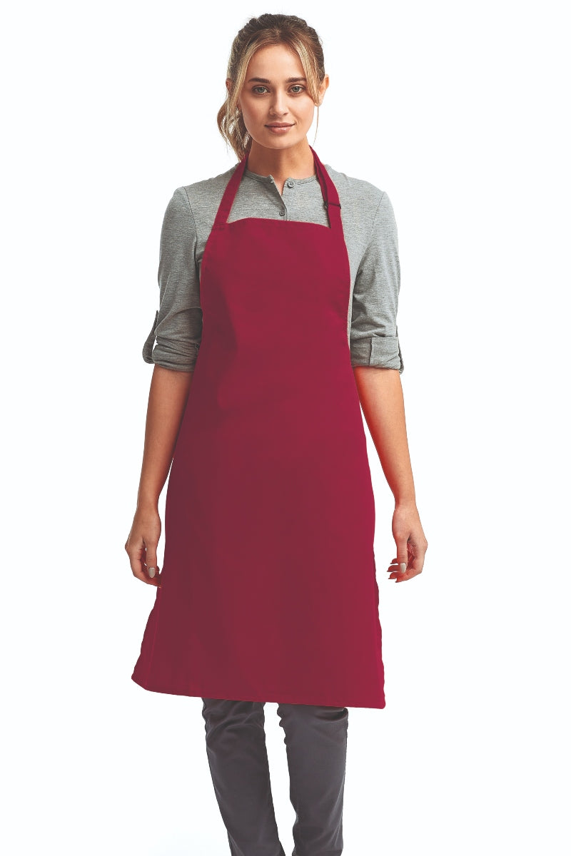 Burgundy Sustainable Bib Apron (No Pockets)