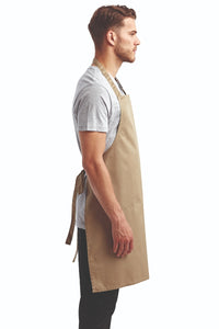 Khaki Sustainable Bib Apron (No Pockets)