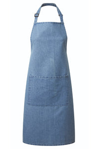 Blue Denim Sustainable Bib Apron (1 Pocket w/ Pencil Divide)