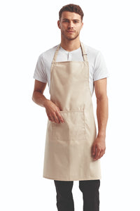 Natural Sustainable Bib Apron (1 Pocket w/ Pencil Divide)