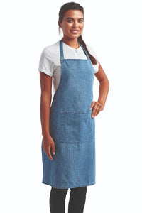 Blue Denim Sustainable Bib Apron (1 Pocket w/ Pencil Divide)