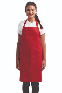 Red Sustainable Bib Apron (1 Pocket w/ Pencil Divide)