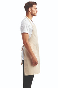 Natural Sustainable Bib Apron (1 Pocket w/ Pencil Divide)