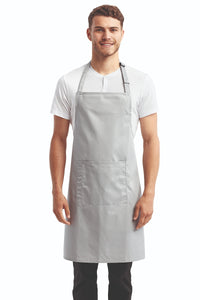 Silver Sustainable Bib Apron (1 Pocket w/ Pencil Divide)