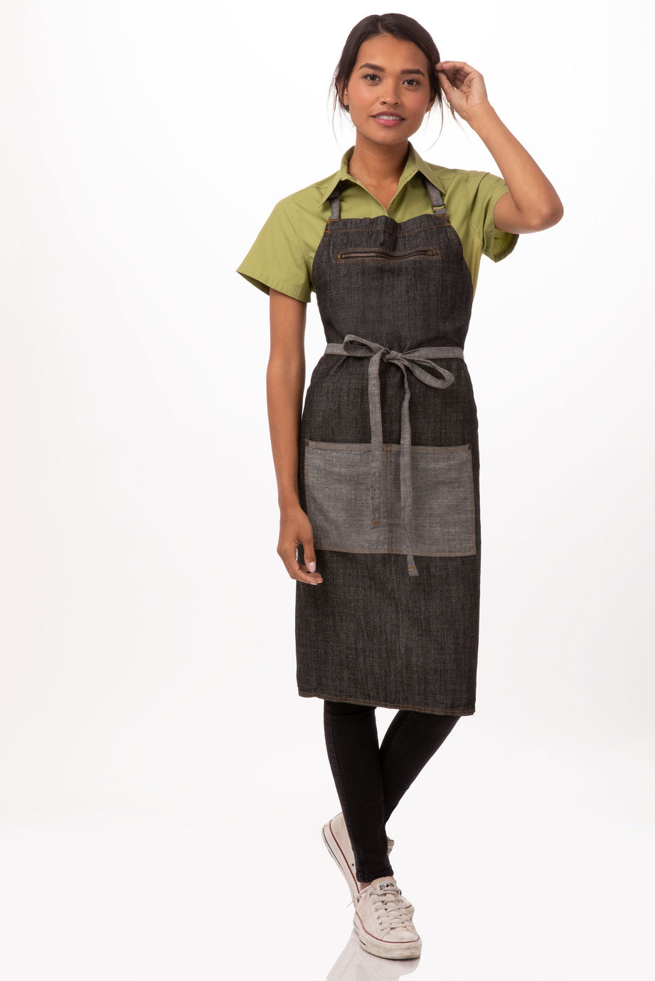 Manhattan Black Denim Bib Apron