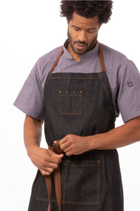 Memphis Black Denim Chefs Bib Apron