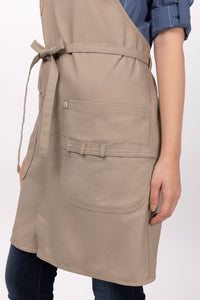 Logan Khaki Bib Apron (3 Pockets)