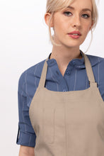 Logan Khaki Bib Apron (3 Pockets)