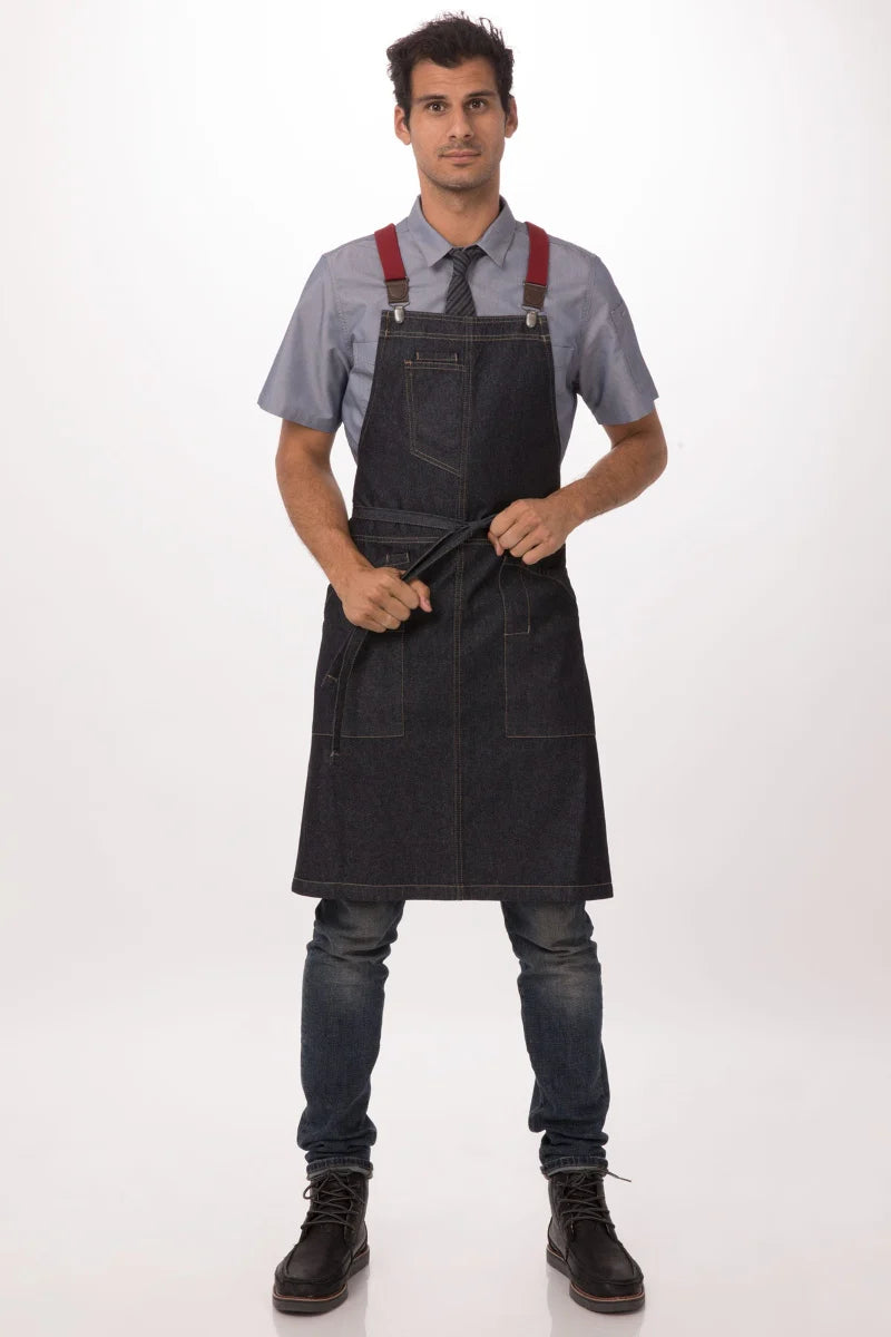 Berkeley Indigo Denim Bib Snap Apron