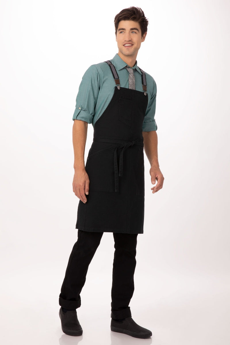 Berkeley Jet Black Bib Apron