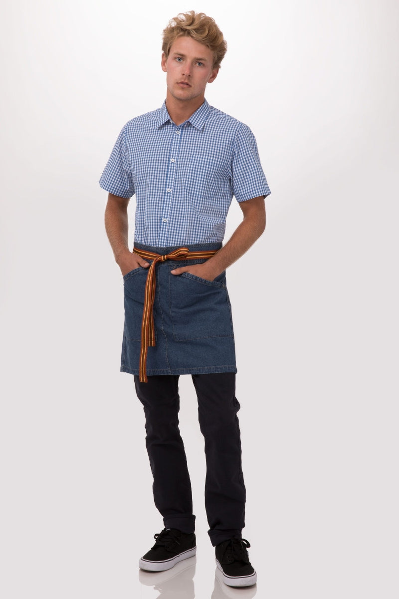 Berkeley Medium Blue Half Bistro Apron