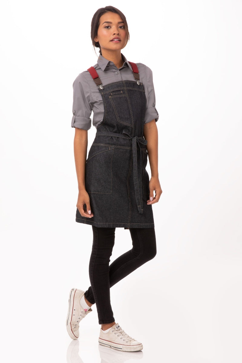 Berkeley Indigo Denim Short Bib Apron