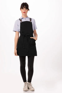 Berkeley Jet Black Denim Short Bib Snap Apron