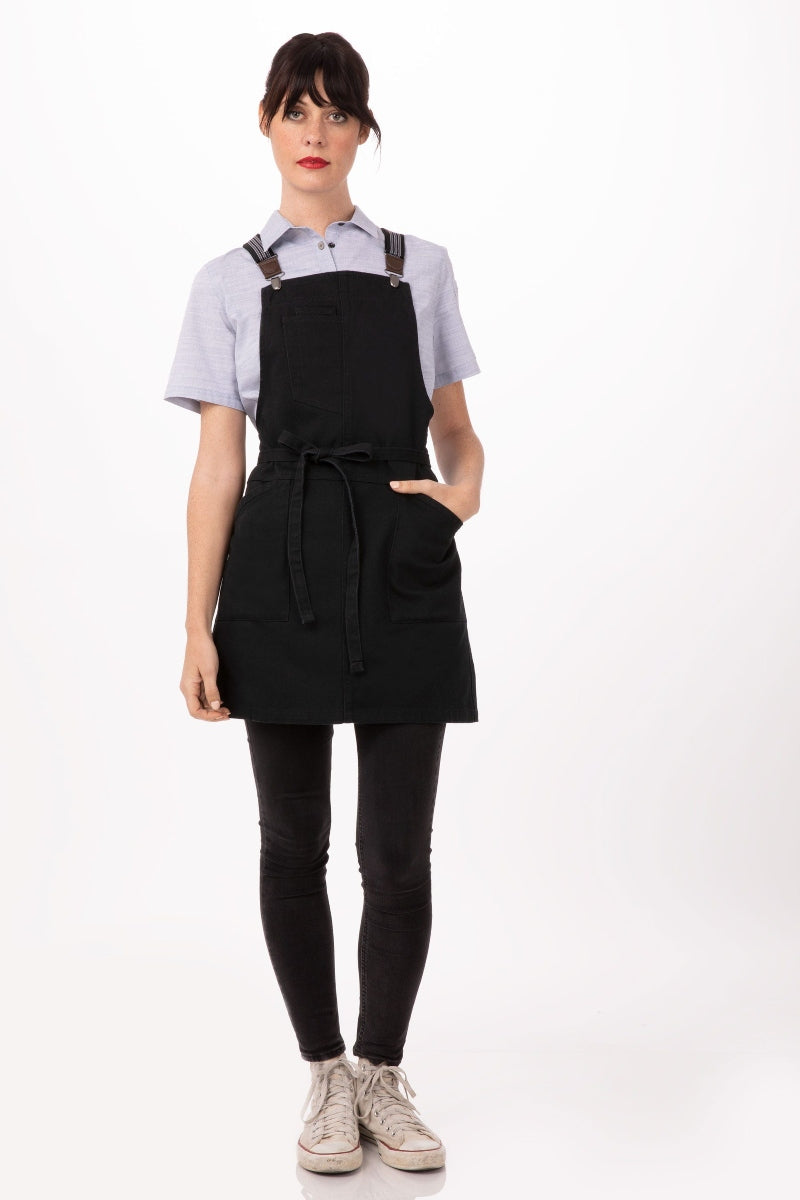 Berkeley Jet Black Short Bib Apron