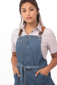 Berkeley Medium Blue Short Bib Apron