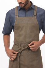 Uptown Cross-Back Blue-Taupe Bib Apron