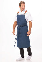 Berkeley Medium Blue Denim Chef's Bib Snap Apron