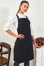 Khaki Cross Back 'Barista' Bib Adjustable Apron (1 Pocket w/ Pen Slot)