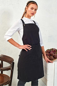 Black Cross Back 'Barista' Bib Adjustable Apron (1 Pocket w/ Pen Slot)