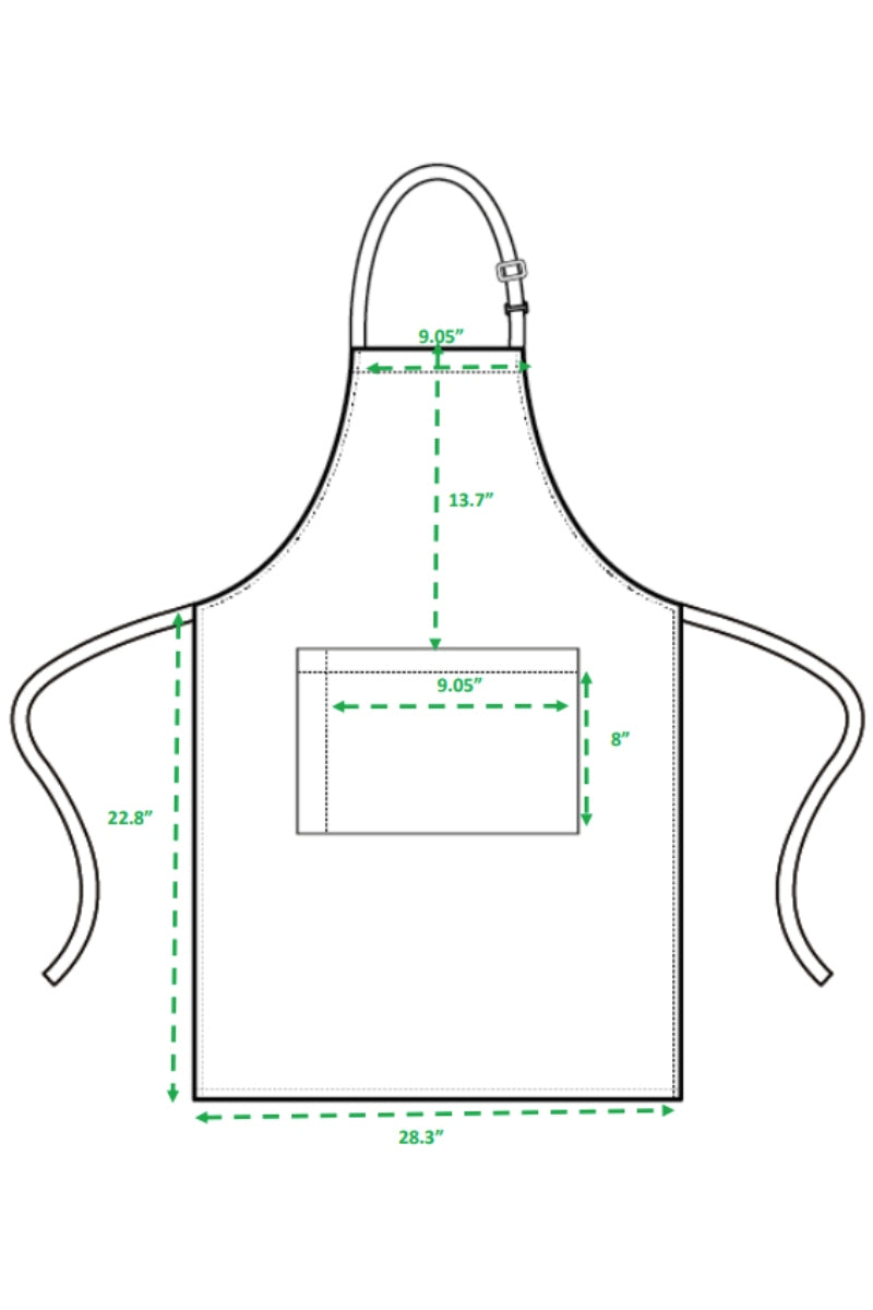 Blue Denim Sustainable Bib Apron (1 Pocket w/ Pencil Divide