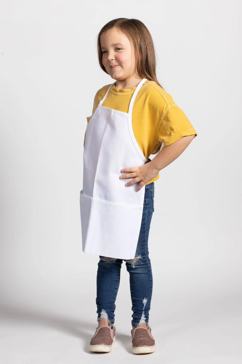 White Kids Bib Apron (2 Pockets) – ApronWarehouse