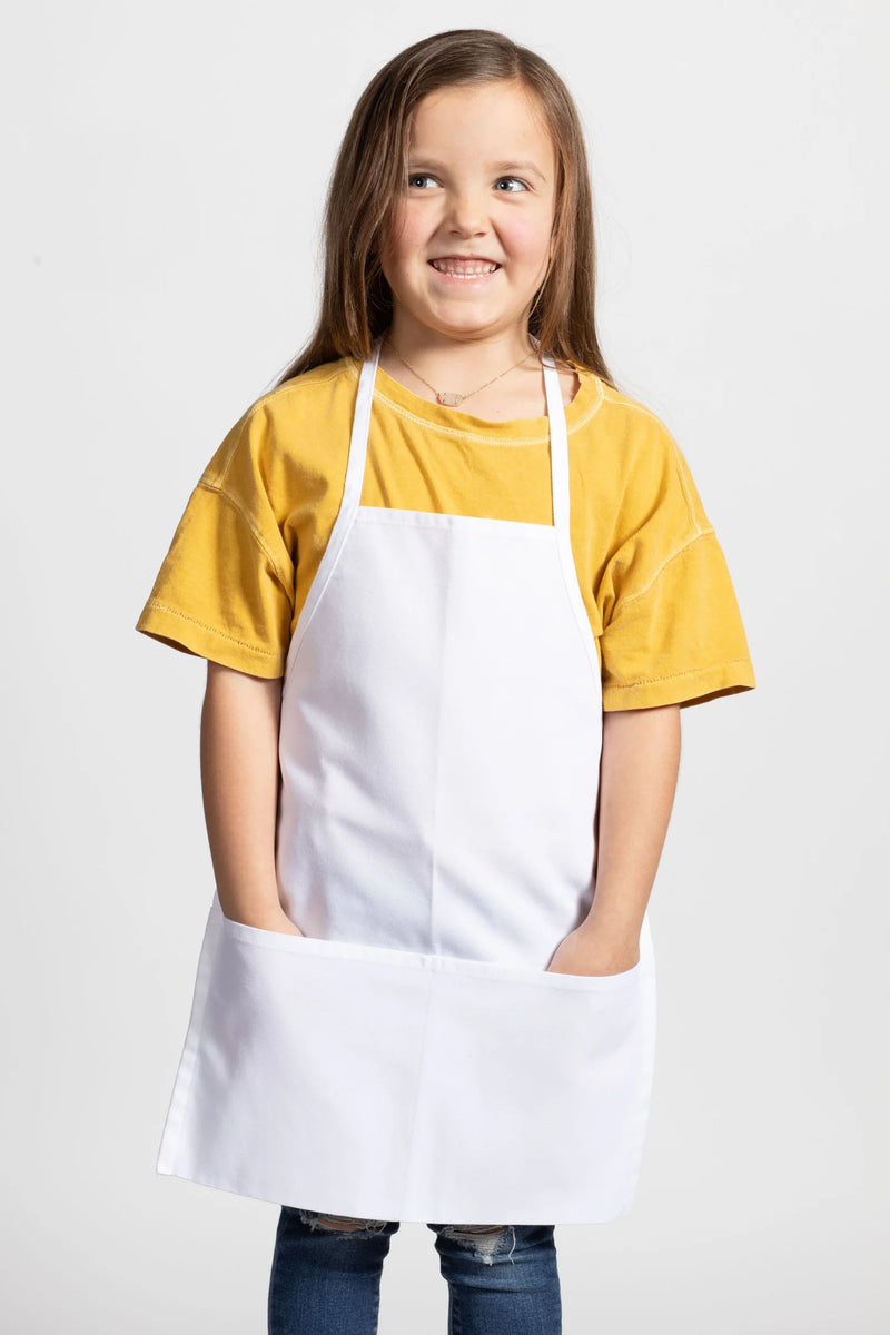 White Kids Bib Apron (2 Pockets) – ApronWarehouse