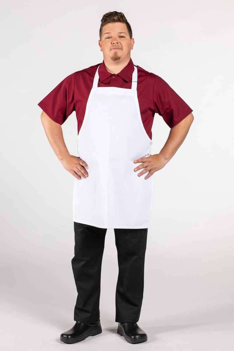 White Bib Adjustable Apron (No Pockets) – ApronWarehouse