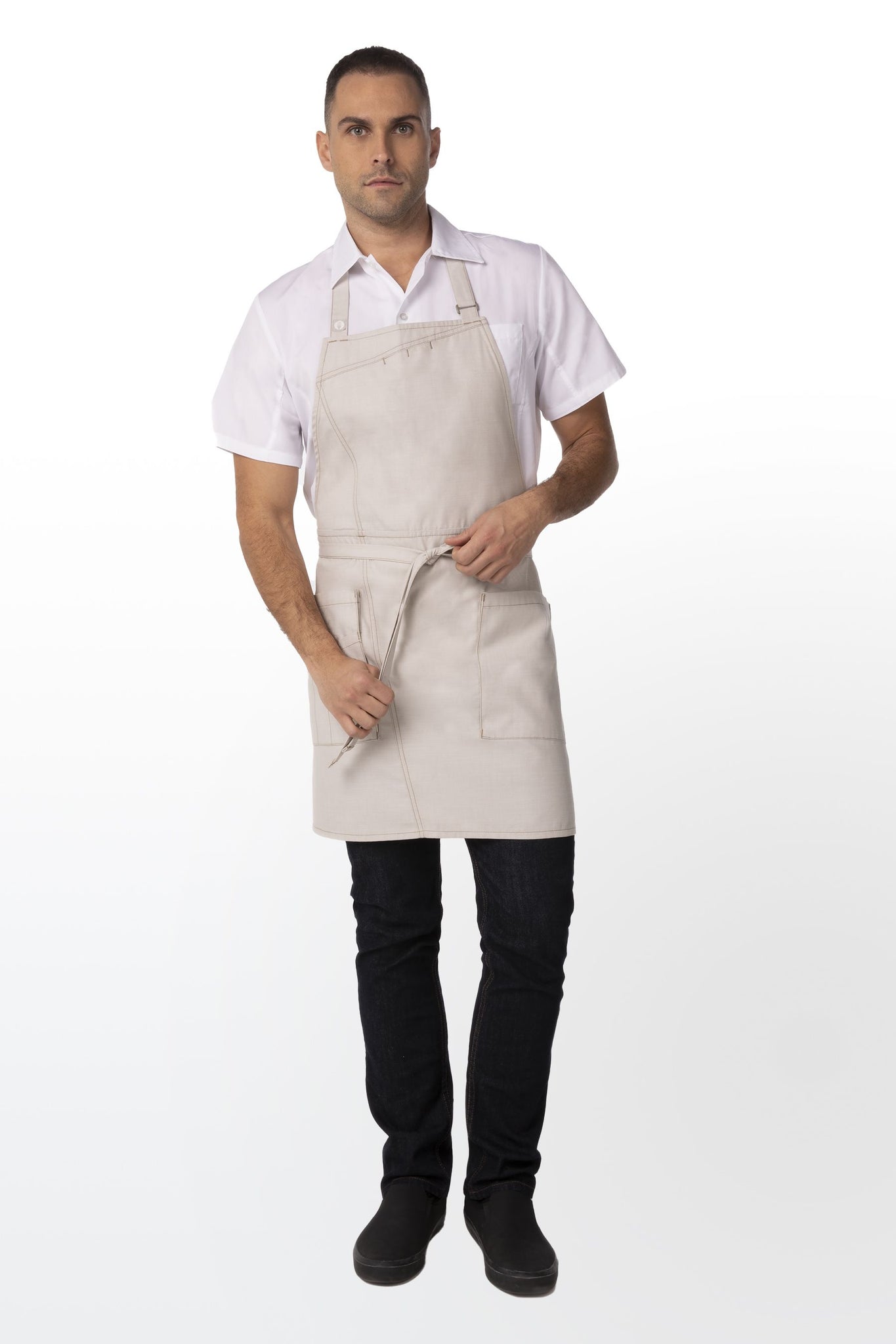 Natural Medford Bib (3 Pockets) – ApronWarehouse