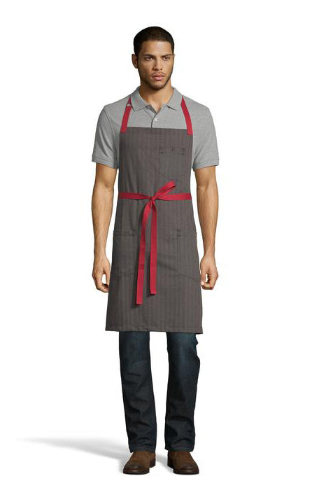 UT Black Collection Broken Twill / Red Rebel Bib Apron (3 Pocket)